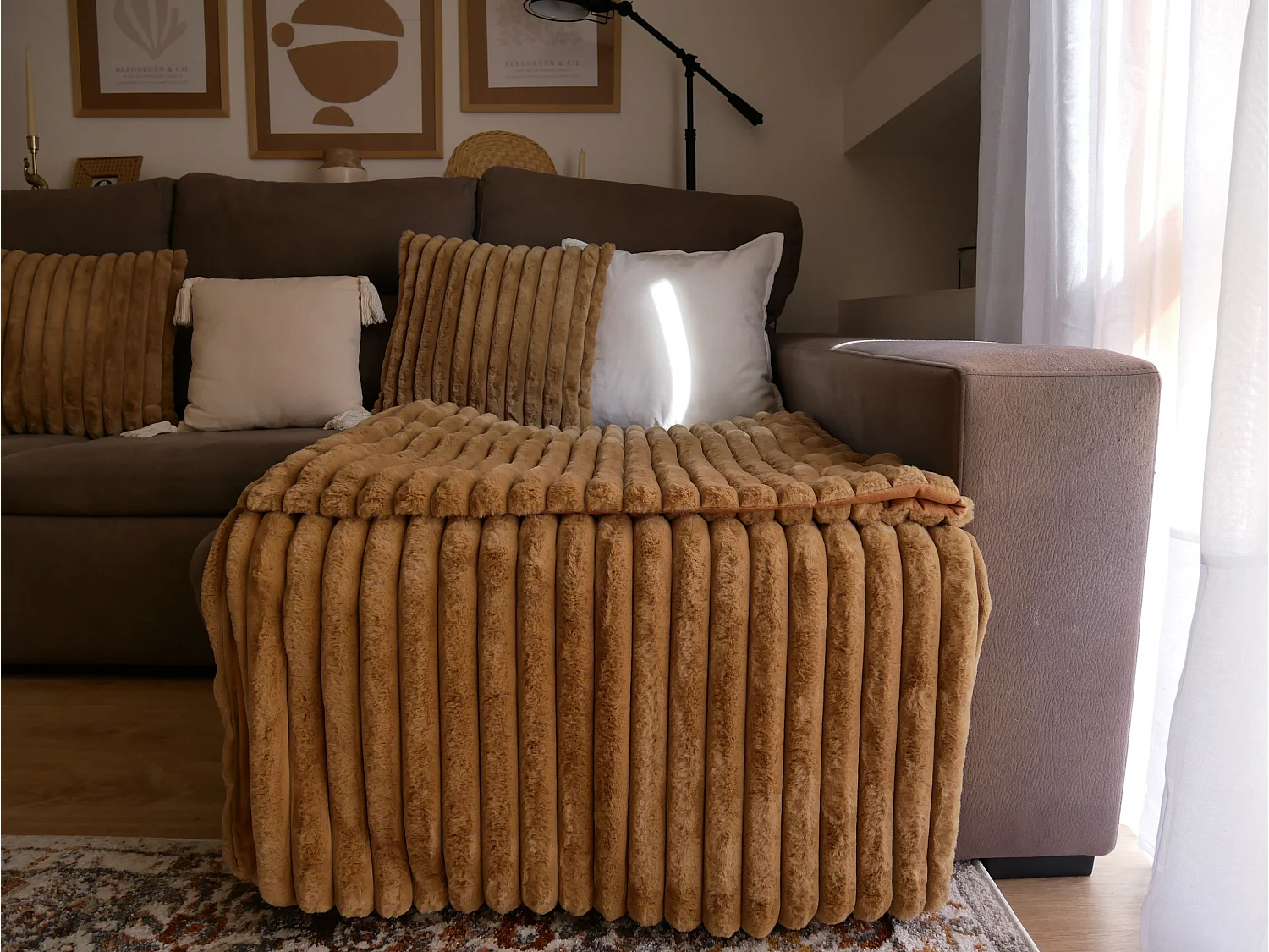 Sprei RAKYA Nepbont 150 x 200 cm Lichtbruin