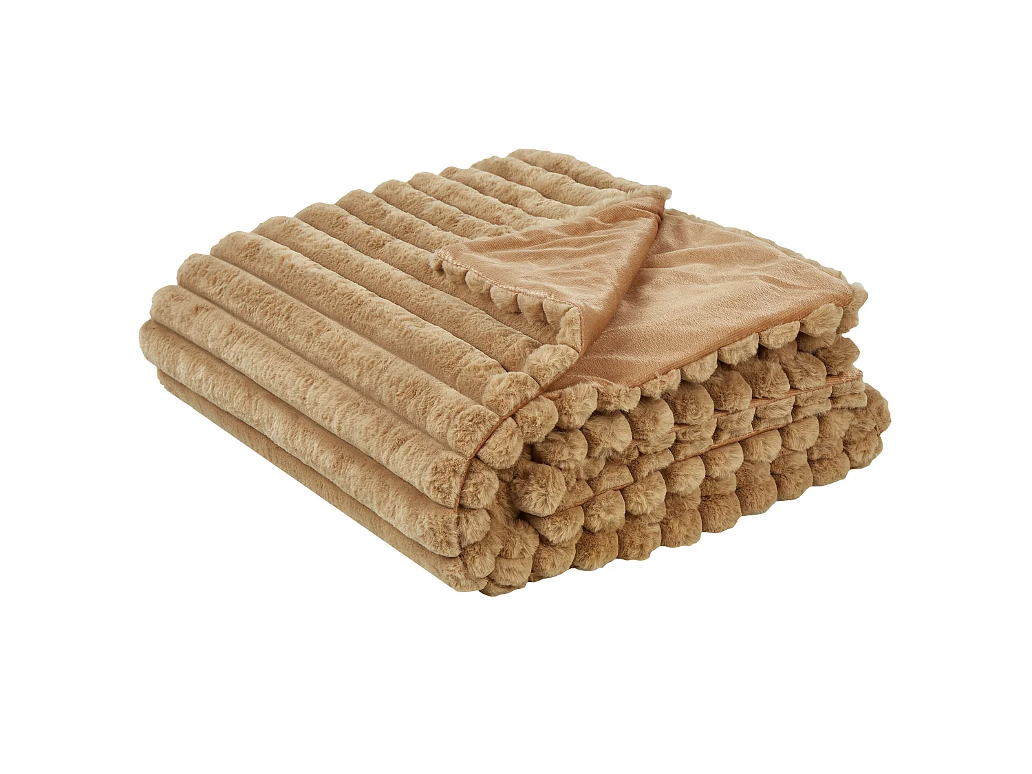 Bedspread RAKYA Faux Fur 150 x 200 cm Light Brown