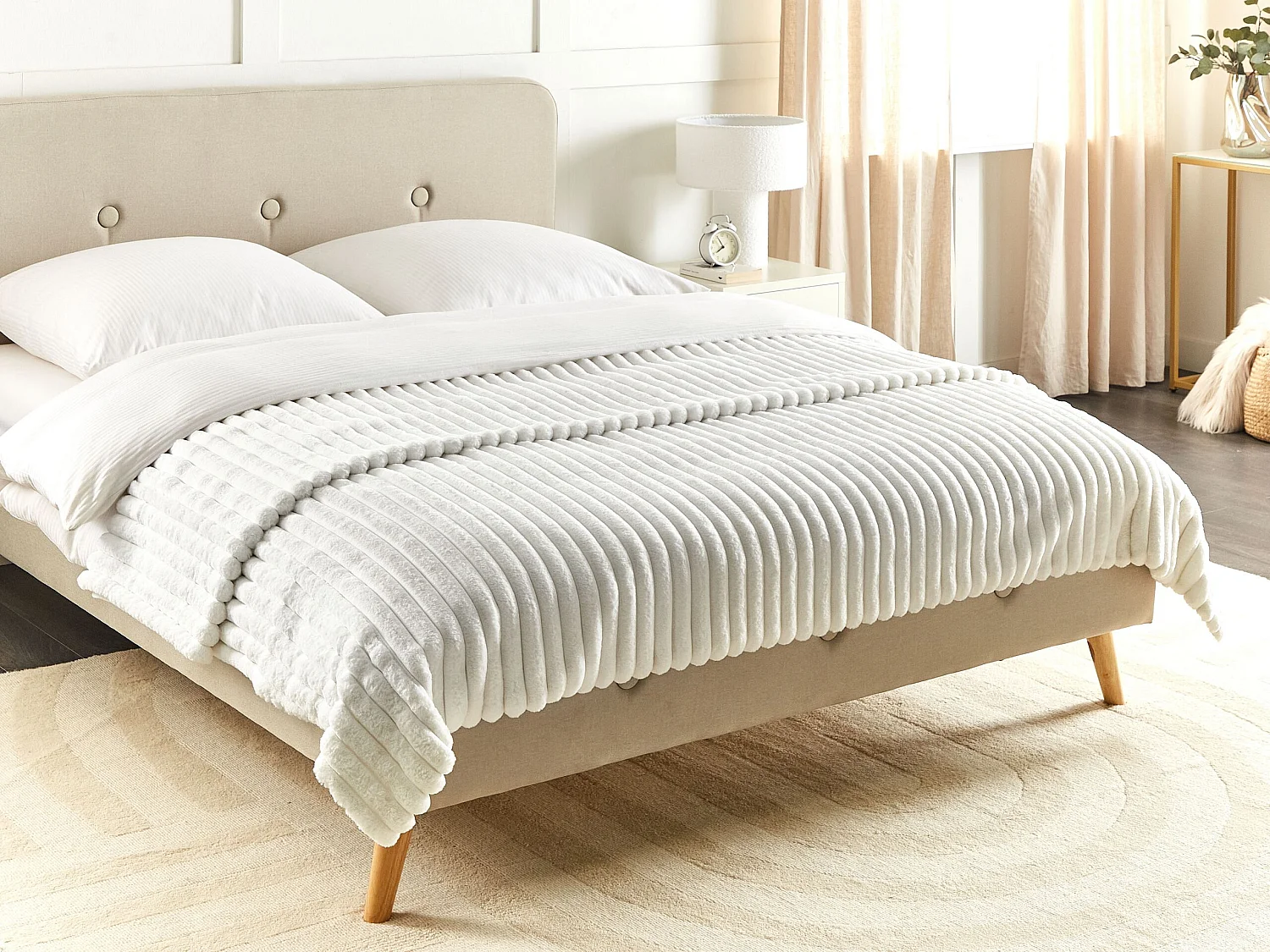 Couvre-lits RAKYA Fourrure synthétique 200 x 220 cm Blanc