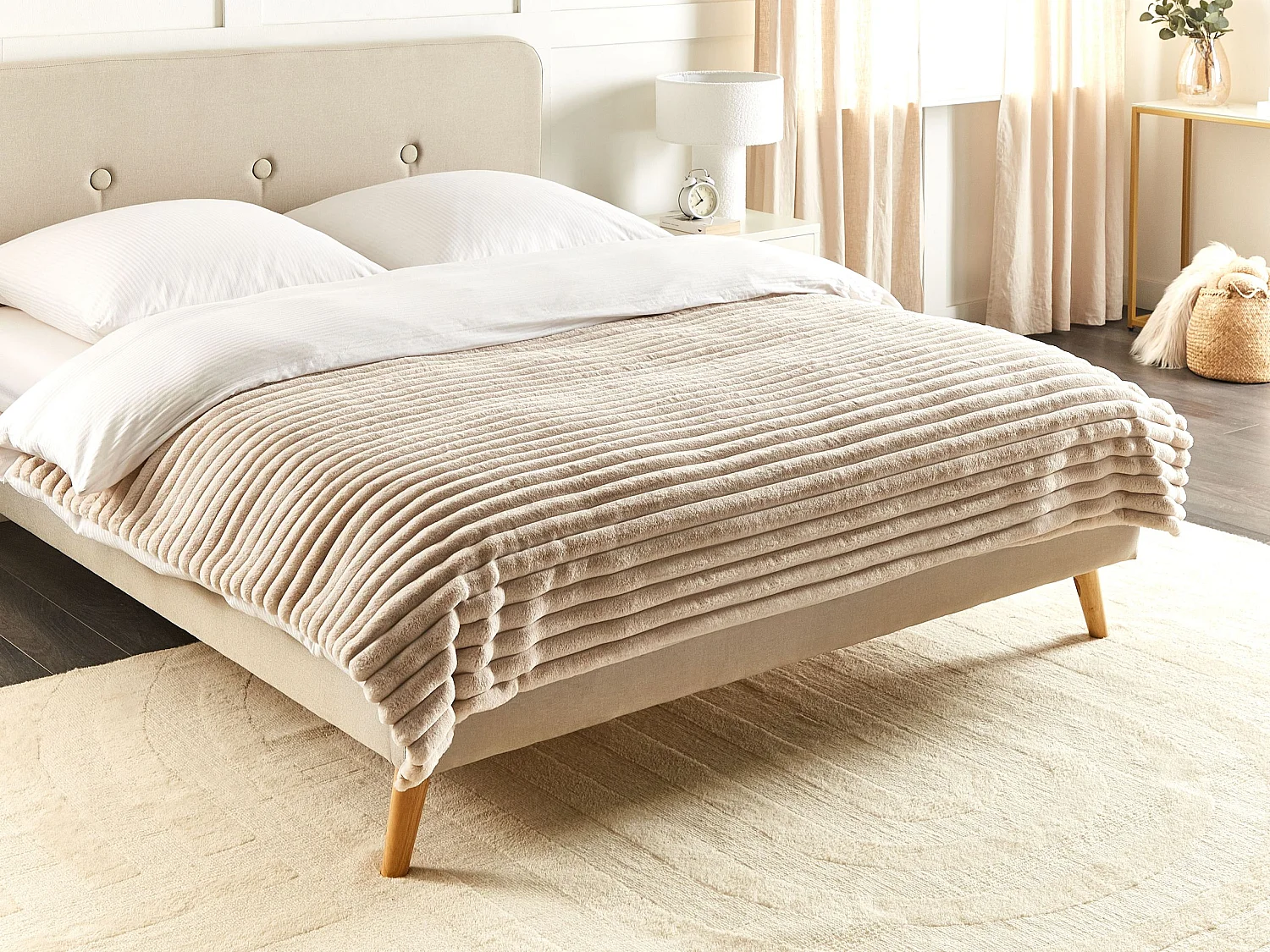 Couvre-lits RAKYA Fourrure synthétique 150 x 200 cm Beige
