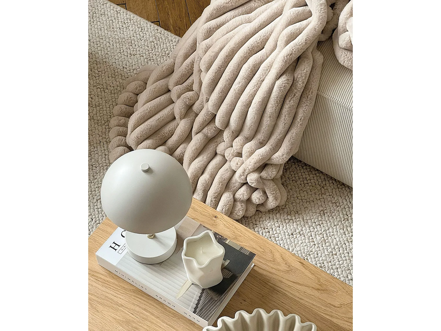 Couvre-lits RAKYA Fourrure synthétique 150 x 200 cm Beige