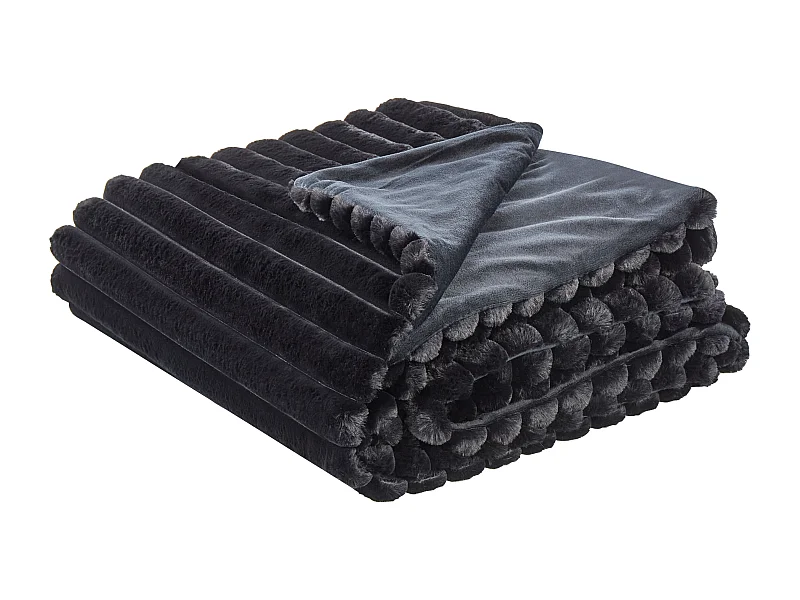 Couvre-lits RAKYA Fourrure synthétique 200 x 220 cm Noir