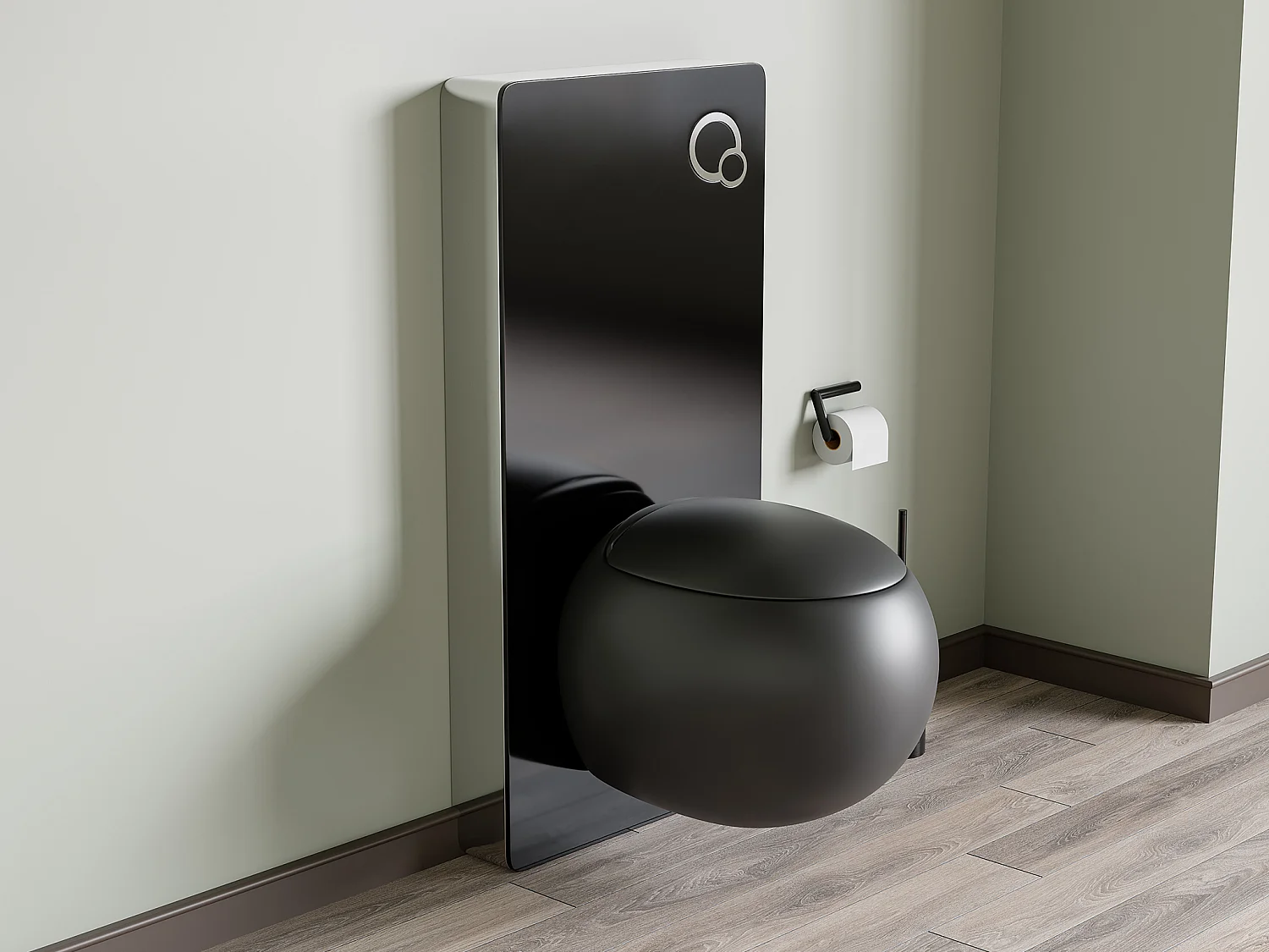 Pack WC suspendu en céramique noir mat avec bâti-support décoratif - HURO II