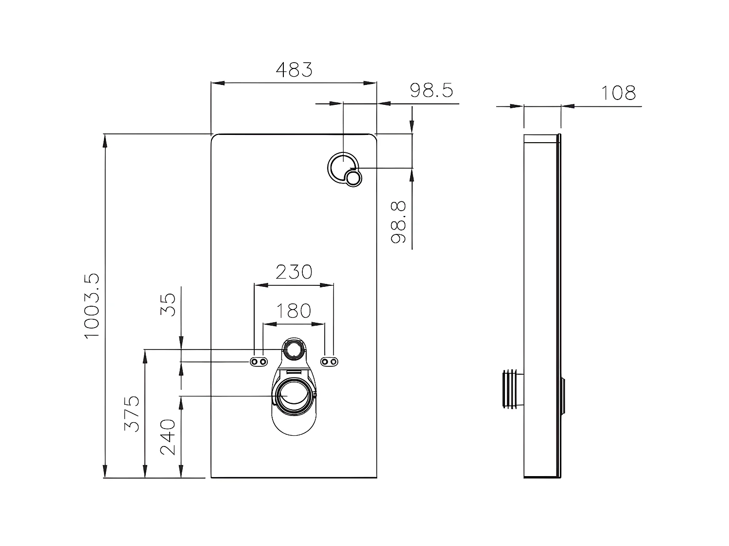 Pack WC suspendu en céramique noir mat avec bâti-support décoratif - HURO II