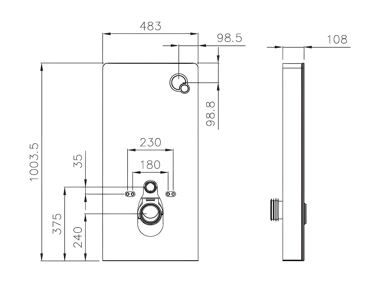 Pack WC suspendu en céramique noir mat avec bâti-support décoratif - HURO II