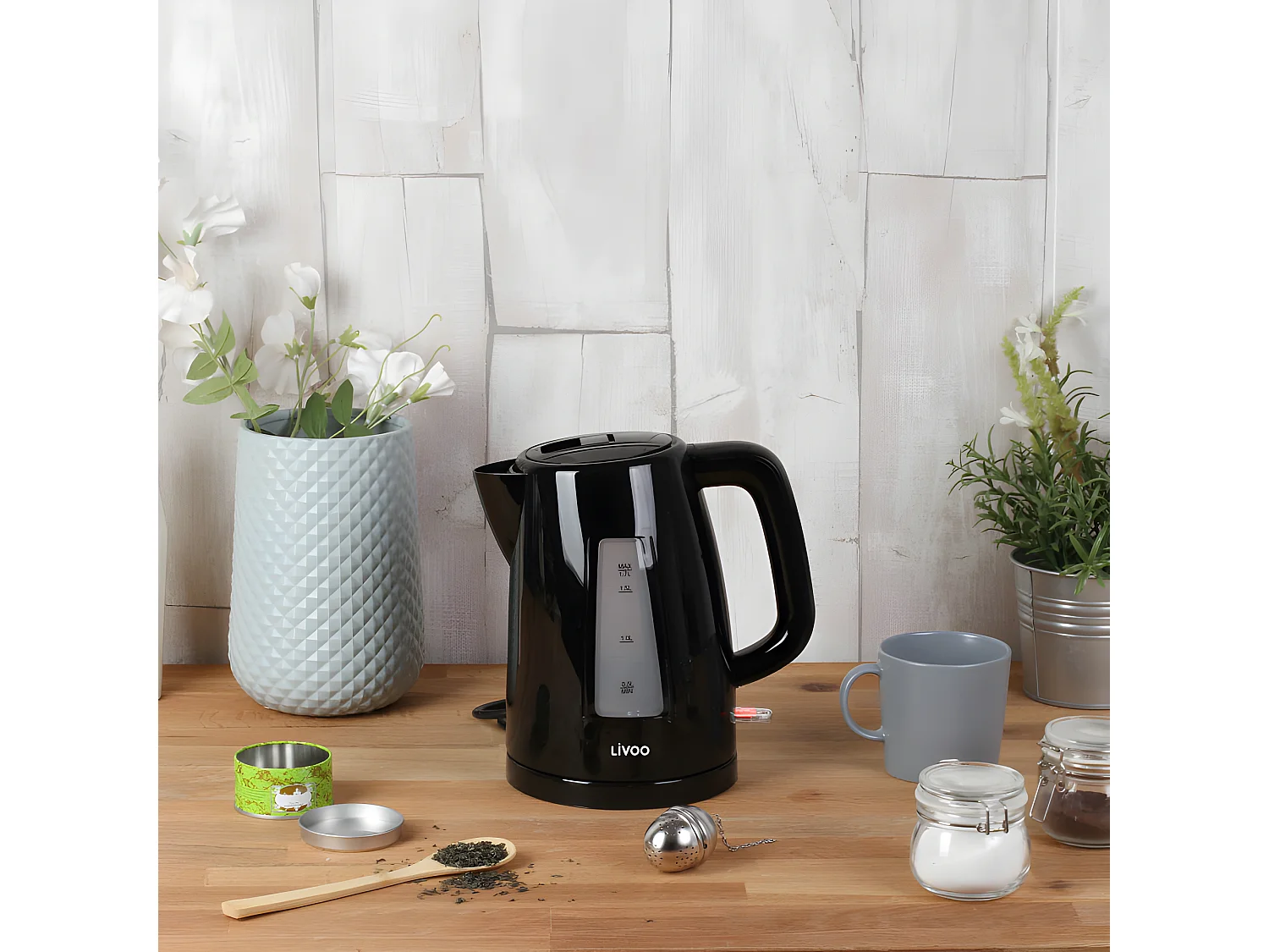 Bouilloire électrique sans fil 1.7 L noire