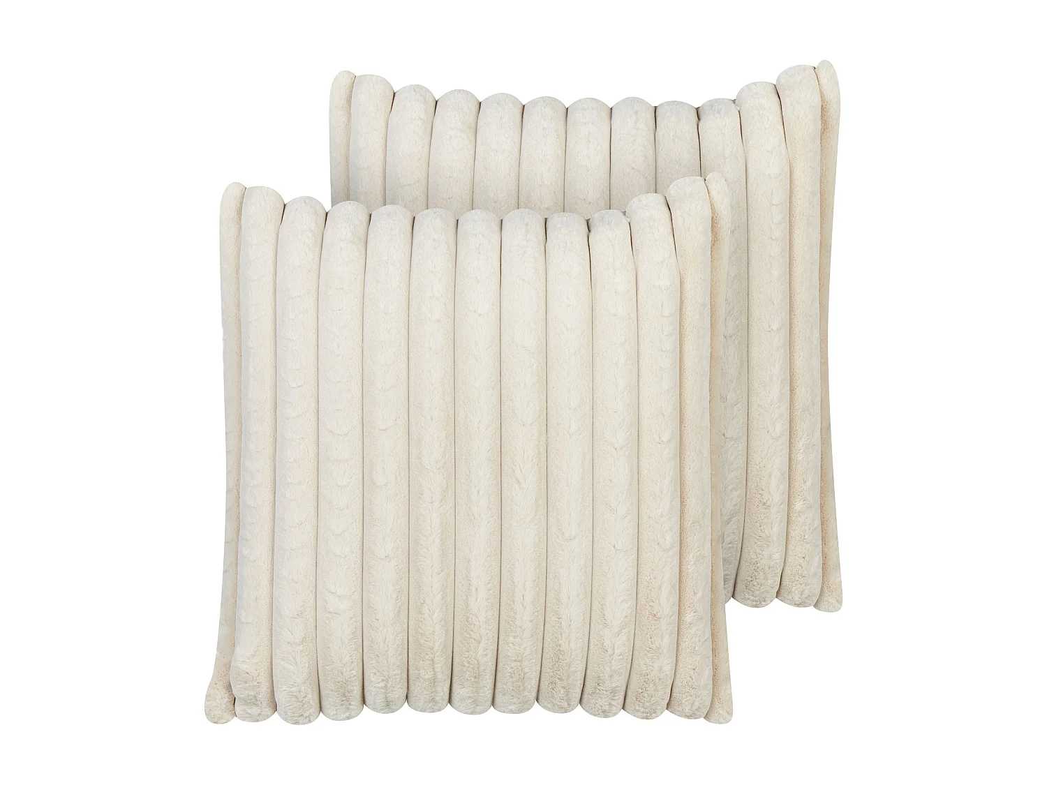 Lot de 2 coussins décoratifs RAKYA Fourrure synthétique 45 x 45 cm Beige À rayure