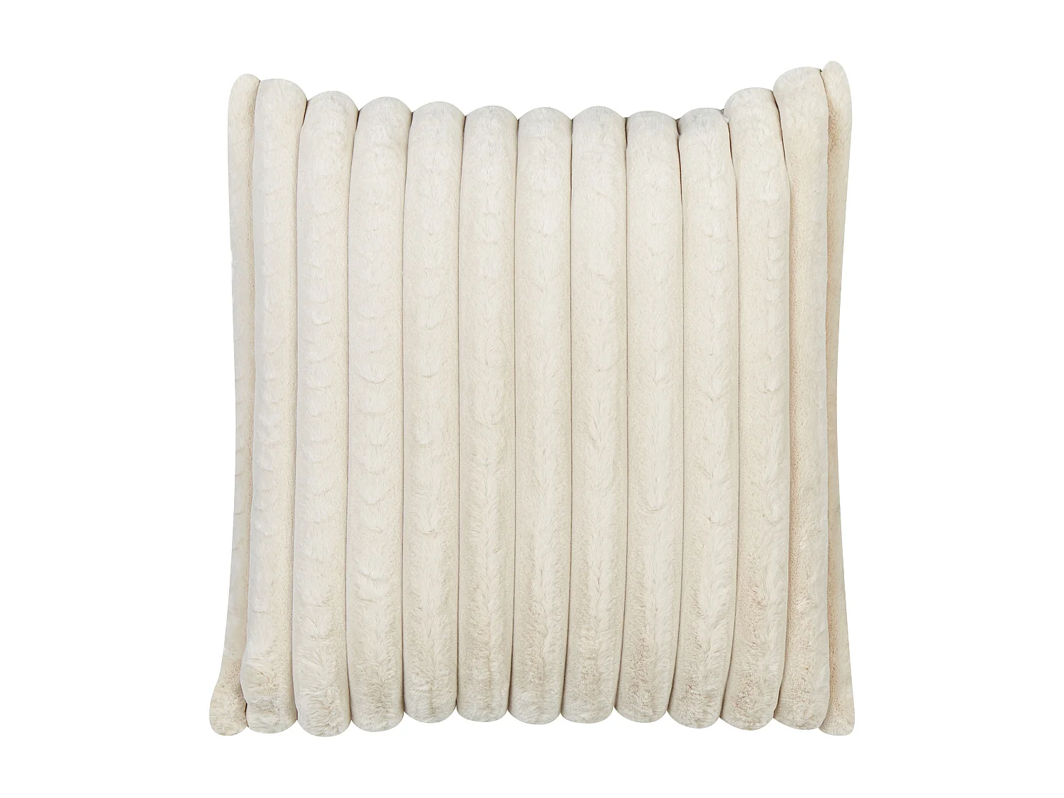 Lot de 2 coussins décoratifs RAKYA Fourrure synthétique 45 x 45 cm Beige À rayure