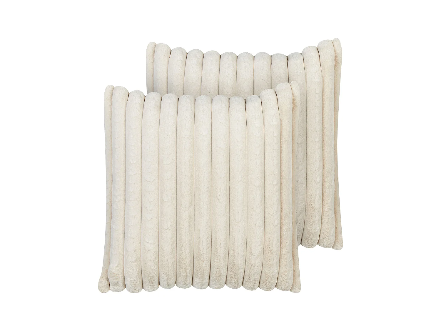 Lot de 2 coussins décoratifs RAKYA Fourrure synthétique 45 x 45 cm Beige À rayure