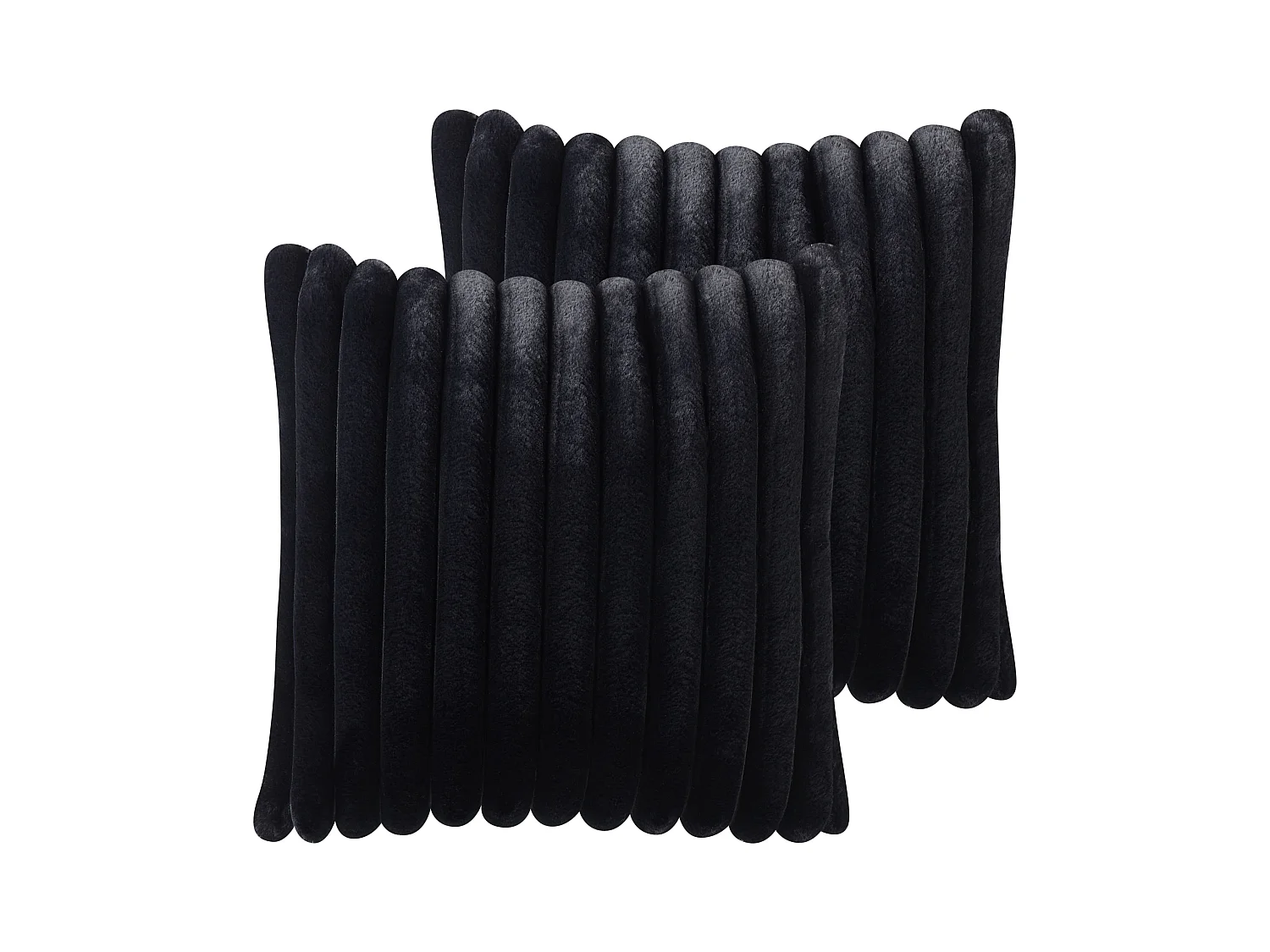 Lot de 2 coussins décoratifs RAKYA Fourrure synthétique 45 x 45 cm Noir À rayure