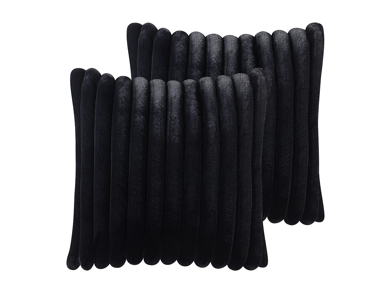 Set van 2 decoratieve kussens RAKYA Nepbont 45 x 45 cm Zwart Gestreept