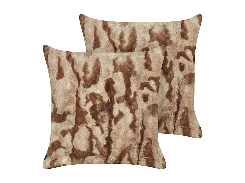 Dekokissen 2er Set BAKIRA Webpelz 45 x 45 cm Braun Abstraktes Muster