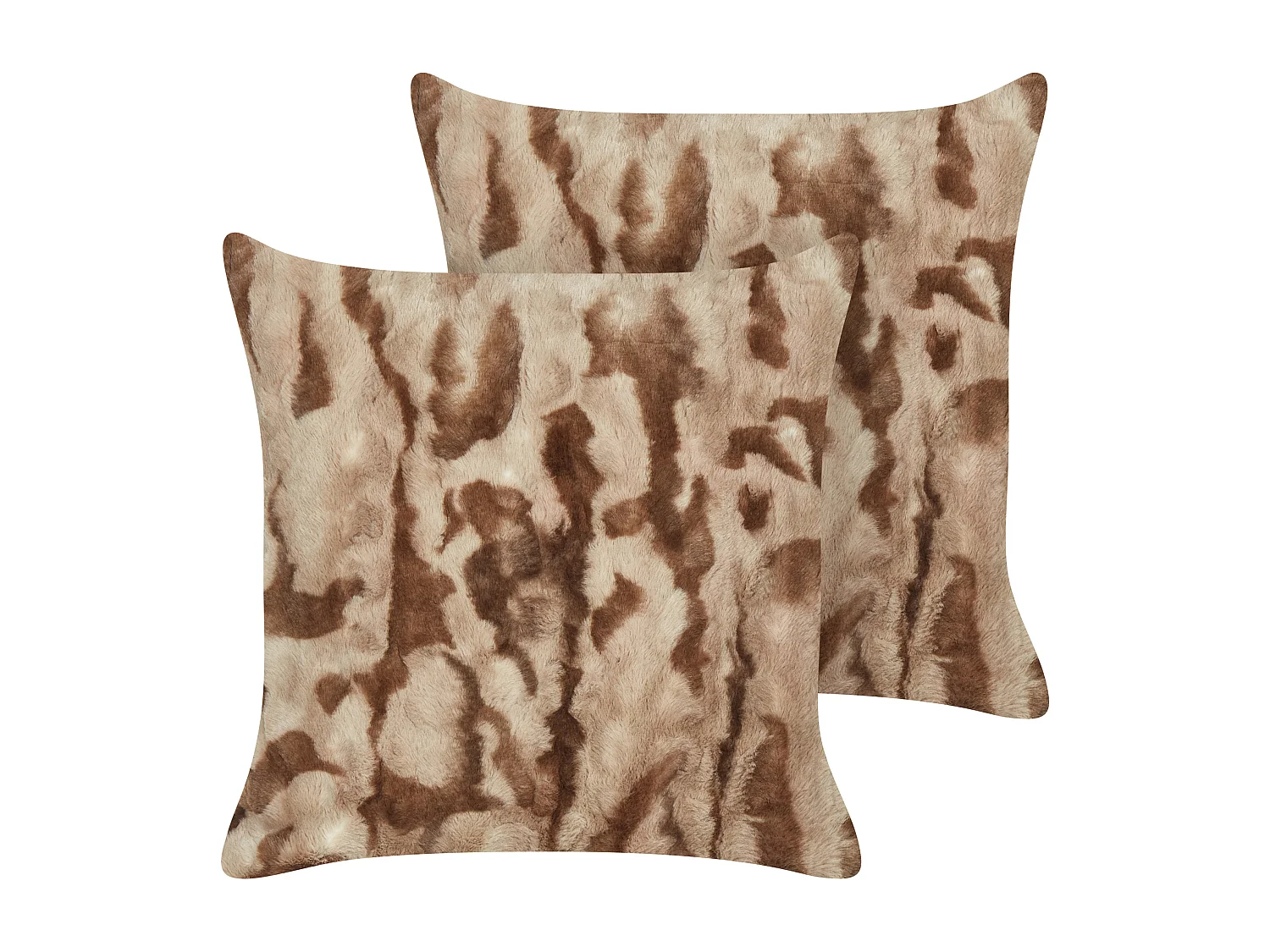 Dekokissen 2er Set BAKIRA Webpelz 45 x 45 cm Braun Abstraktes Muster