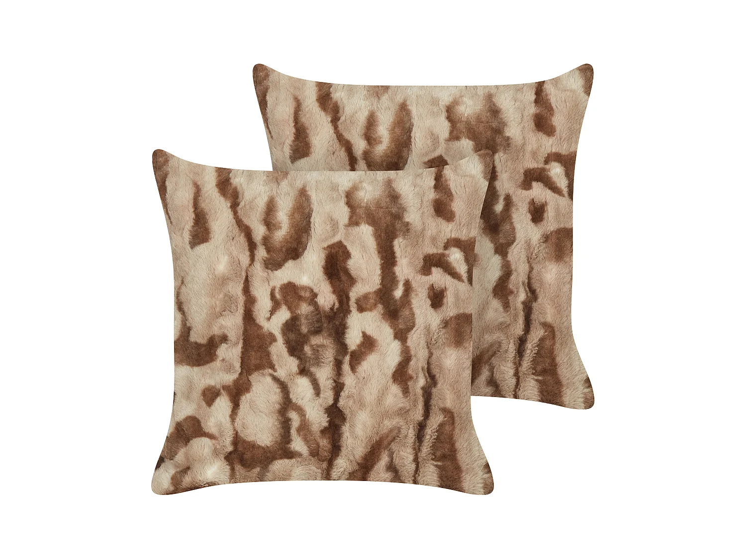 Lot de 2 coussins décoratifs BAKIRA Fourrure synthétique 45 x 45 cm Marron Motif abstrait