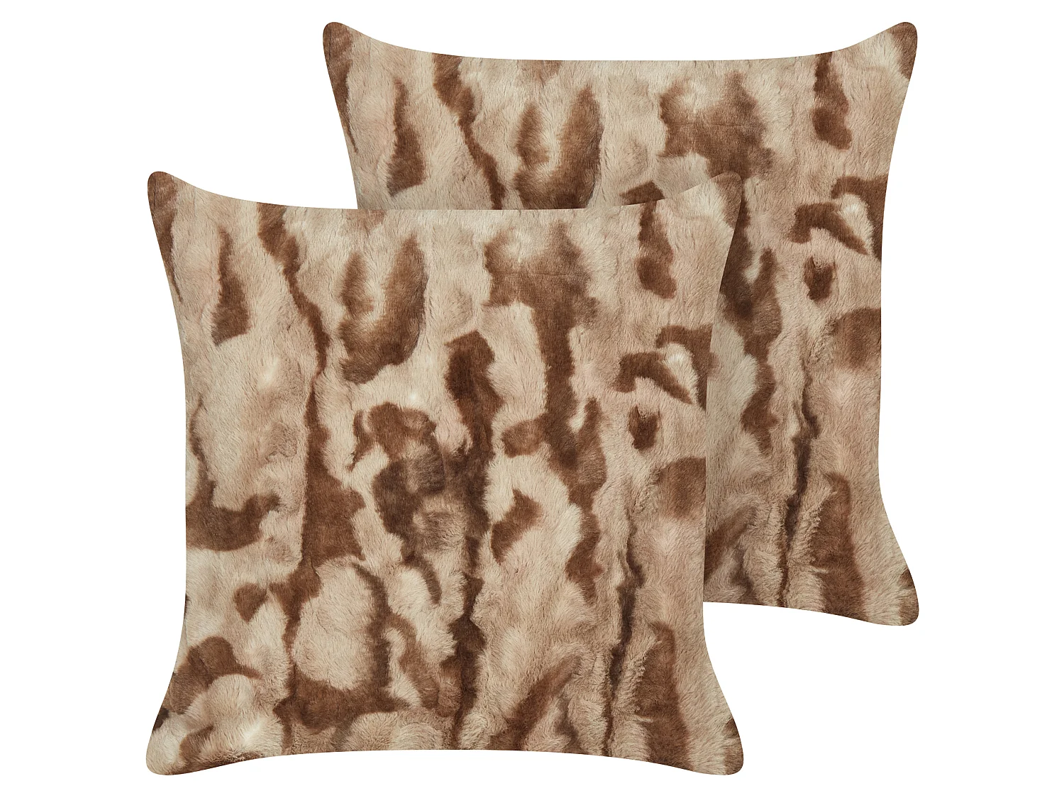 Lot de 2 coussins décoratifs BAKIRA Fourrure synthétique 45 x 45 cm Marron Motif abstrait