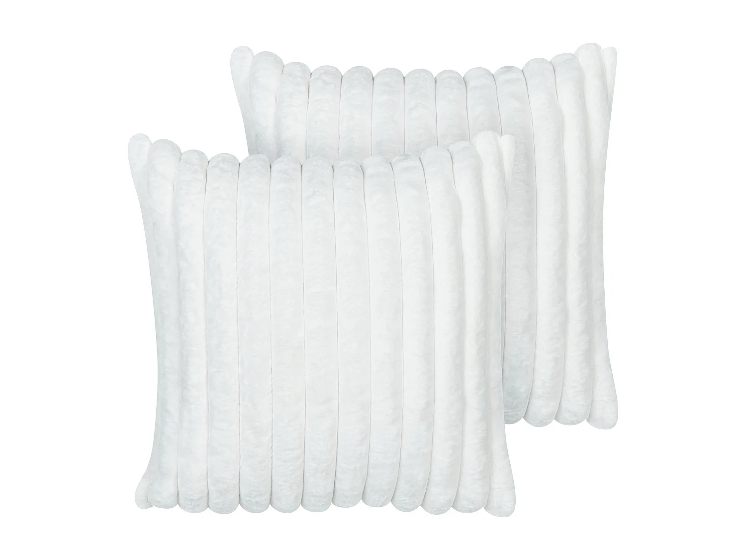Lot de 2 coussins décoratifs RAKYA Fourrure synthétique 45 x 45 cm Blanc À rayure