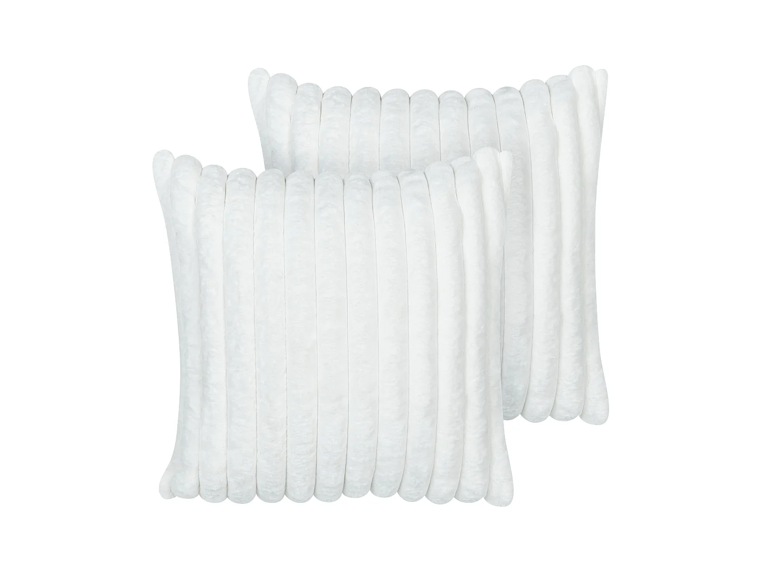 Set van 2 decoratieve kussens RAKYA Nepbont 45 x 45 cm Wit Gestreept