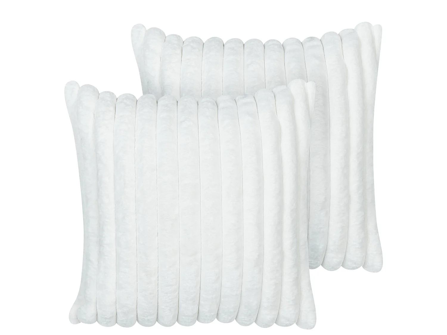 Set van 2 decoratieve kussens RAKYA Nepbont 45 x 45 cm Wit Gestreept