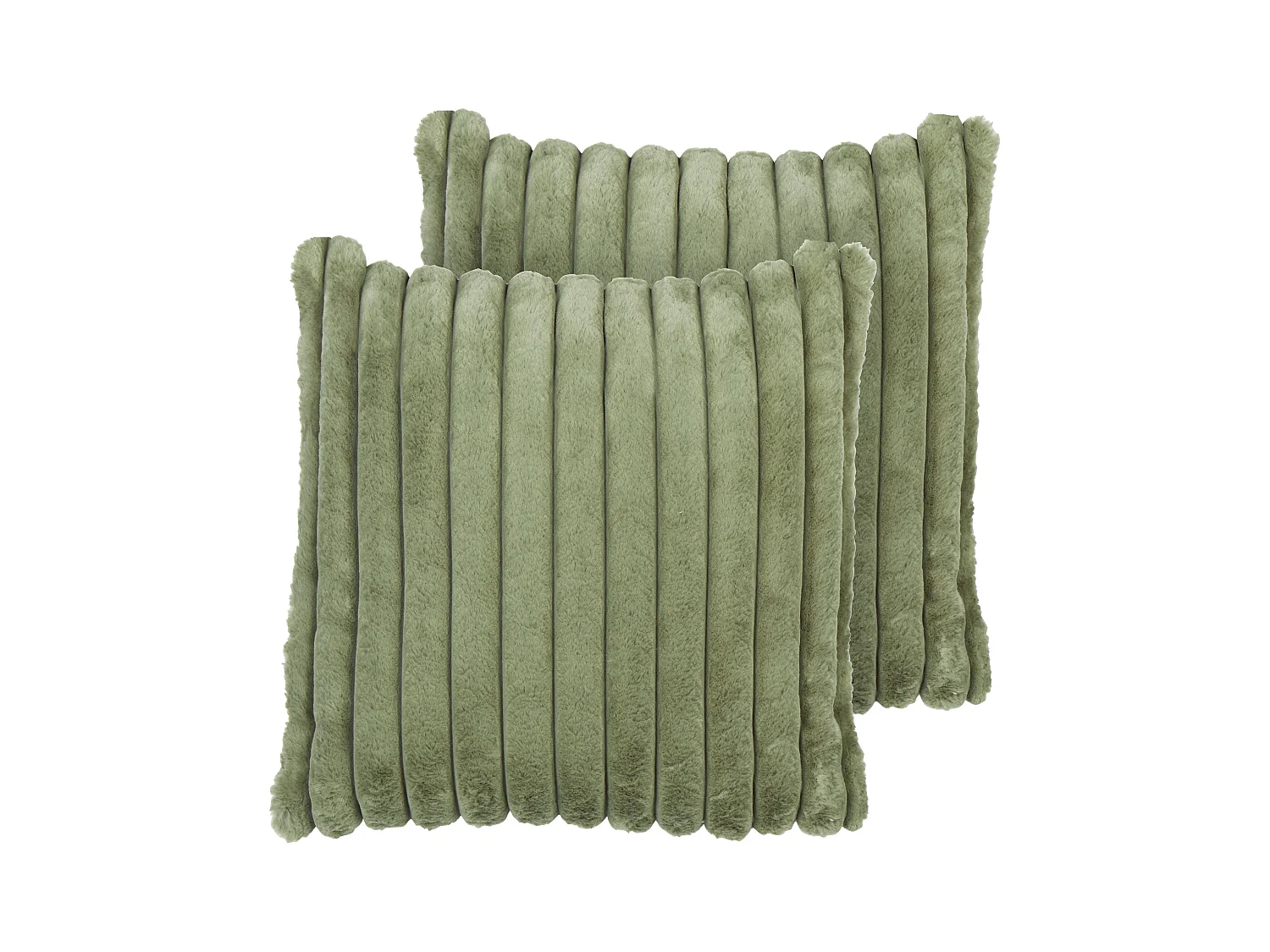 Conjunto de 2 almofadas decorativas RAKYA Imitação de pele 45 x 45 cm Verde Às riscas
