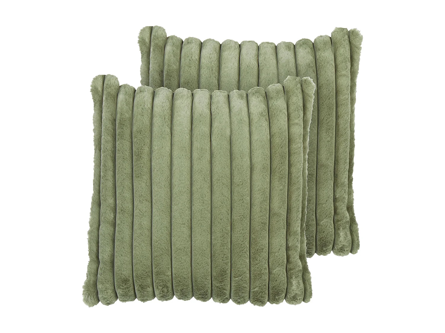 Conjunto de 2 almofadas decorativas RAKYA Imitação de pele 45 x 45 cm Verde Às riscas