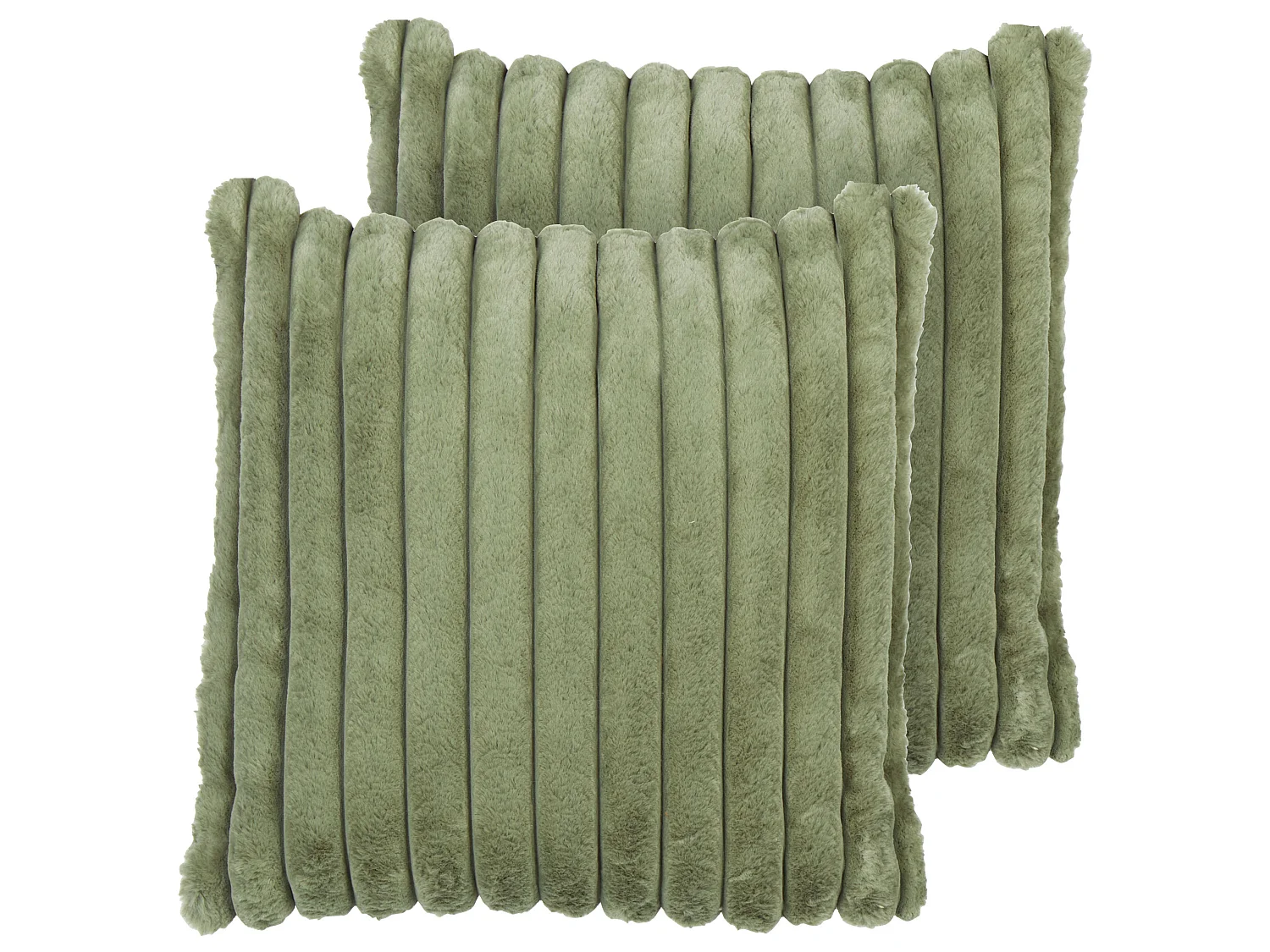 Lot de 2 coussins décoratifs RAKYA Fourrure synthétique 45 x 45 cm Vert À rayure
