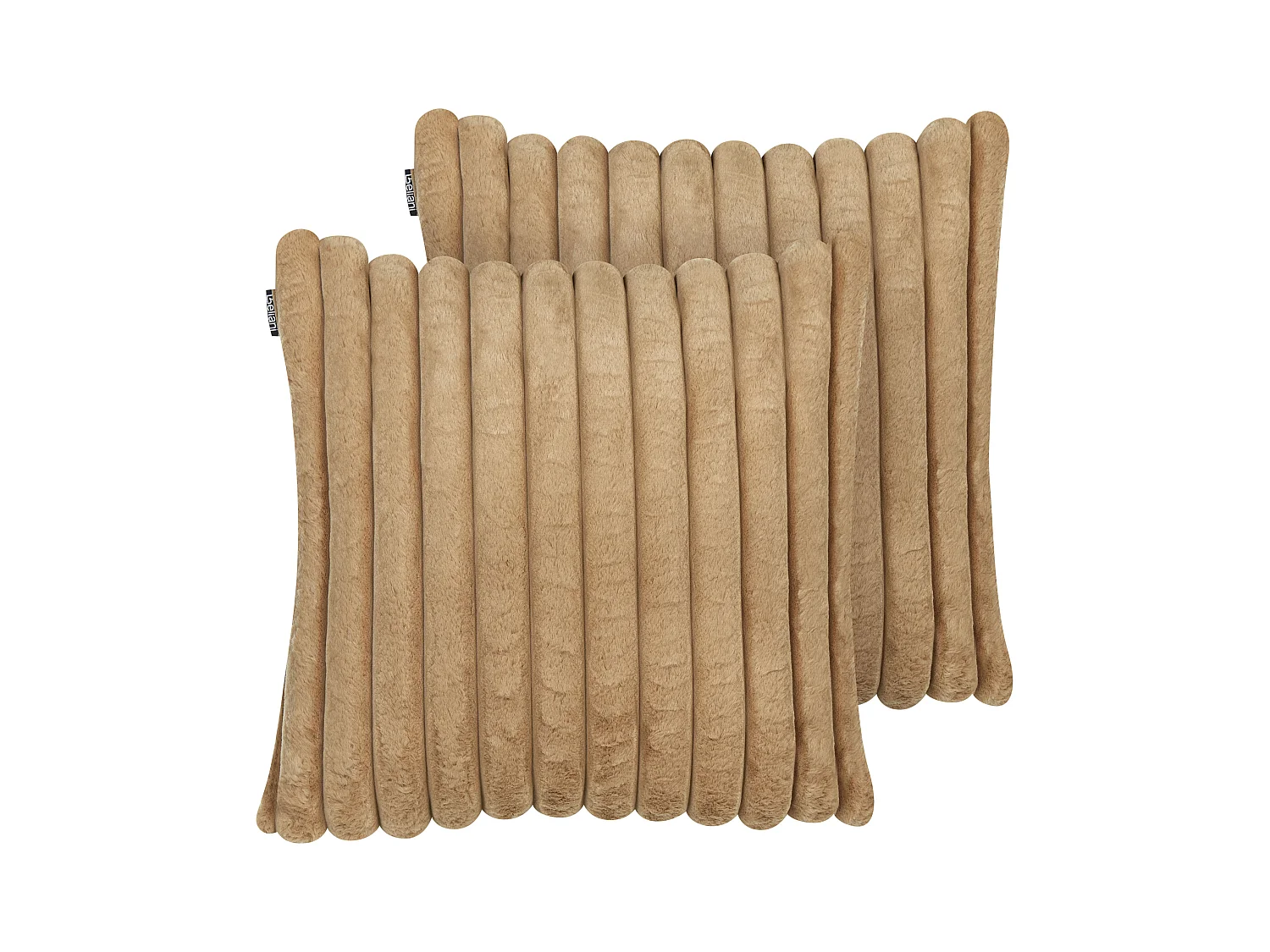 Lot de 2 coussins décoratifs RAKYA Fourrure synthétique 45 x 45 cm Marron clair À rayure