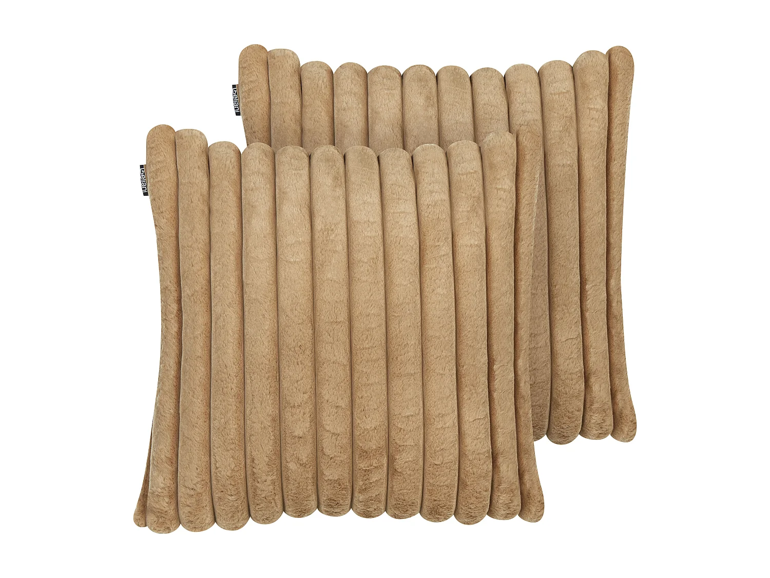 Lot de 2 coussins décoratifs RAKYA Fourrure synthétique 45 x 45 cm Marron clair À rayure