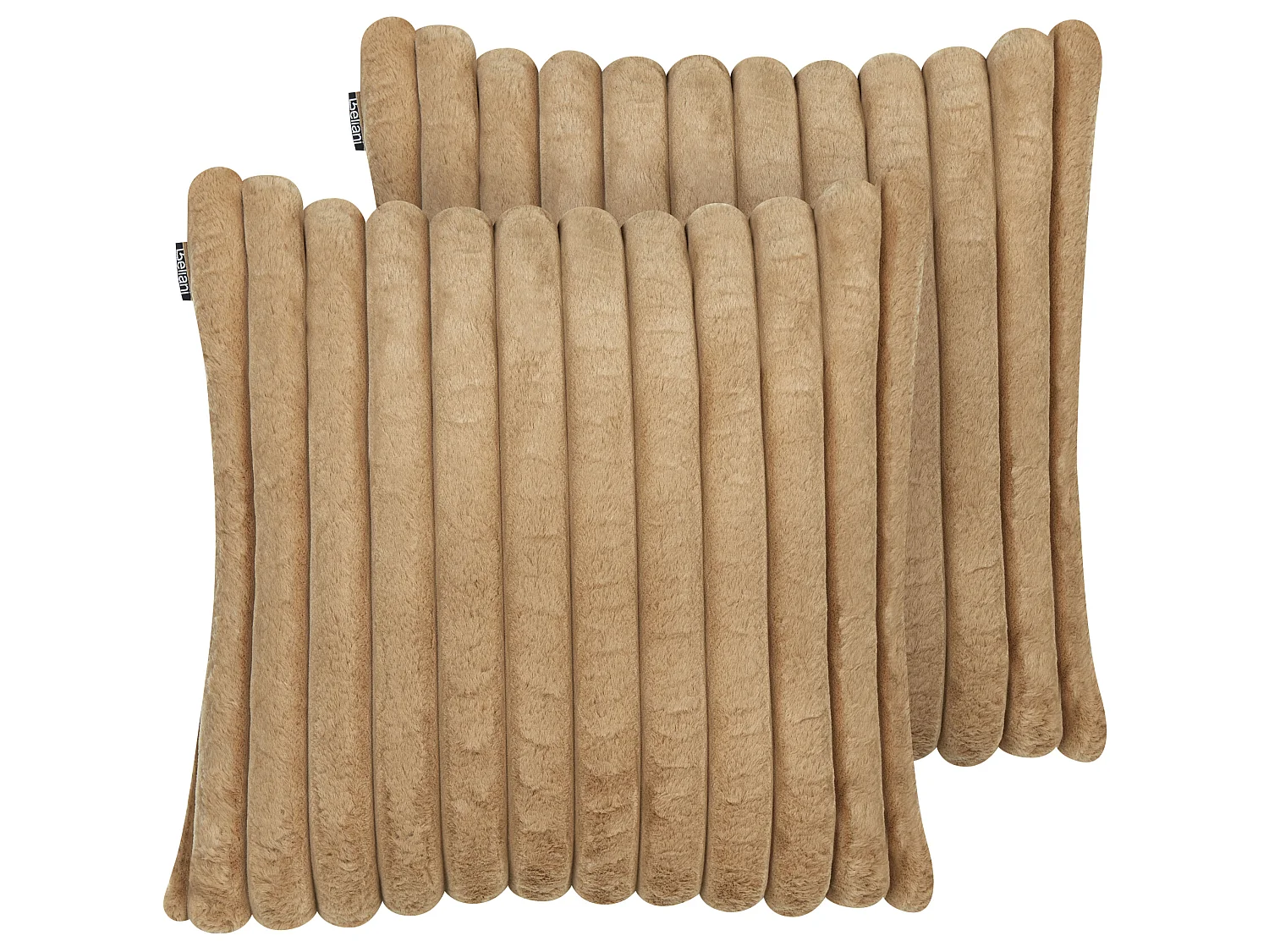 Set van 2 decoratieve kussens RAKYA Nepbont 45 x 45 cm Lichtbruin Gestreept