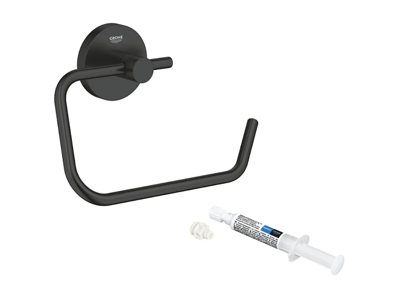 Dérouleur de papier mural WC GROHE Start noir mat + colle GROHE GROHE QuickGlue