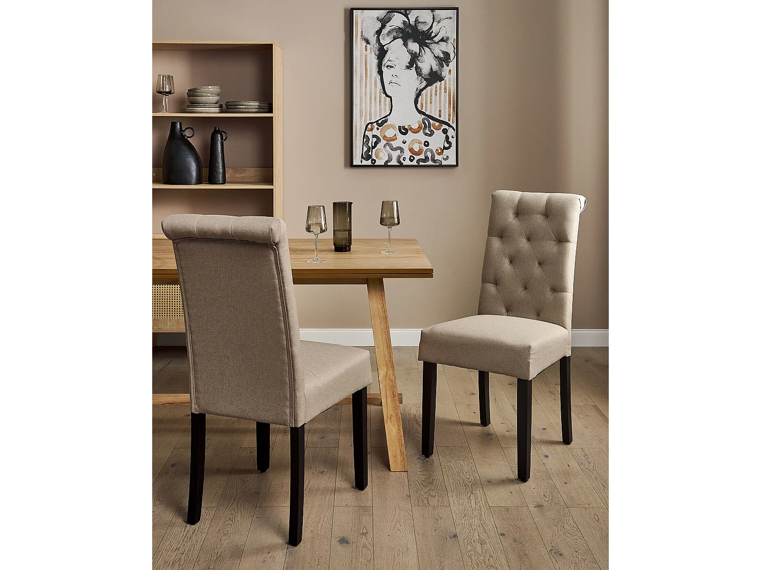 Eetkamerstoel MELVA Set van 2 Stof Taupe