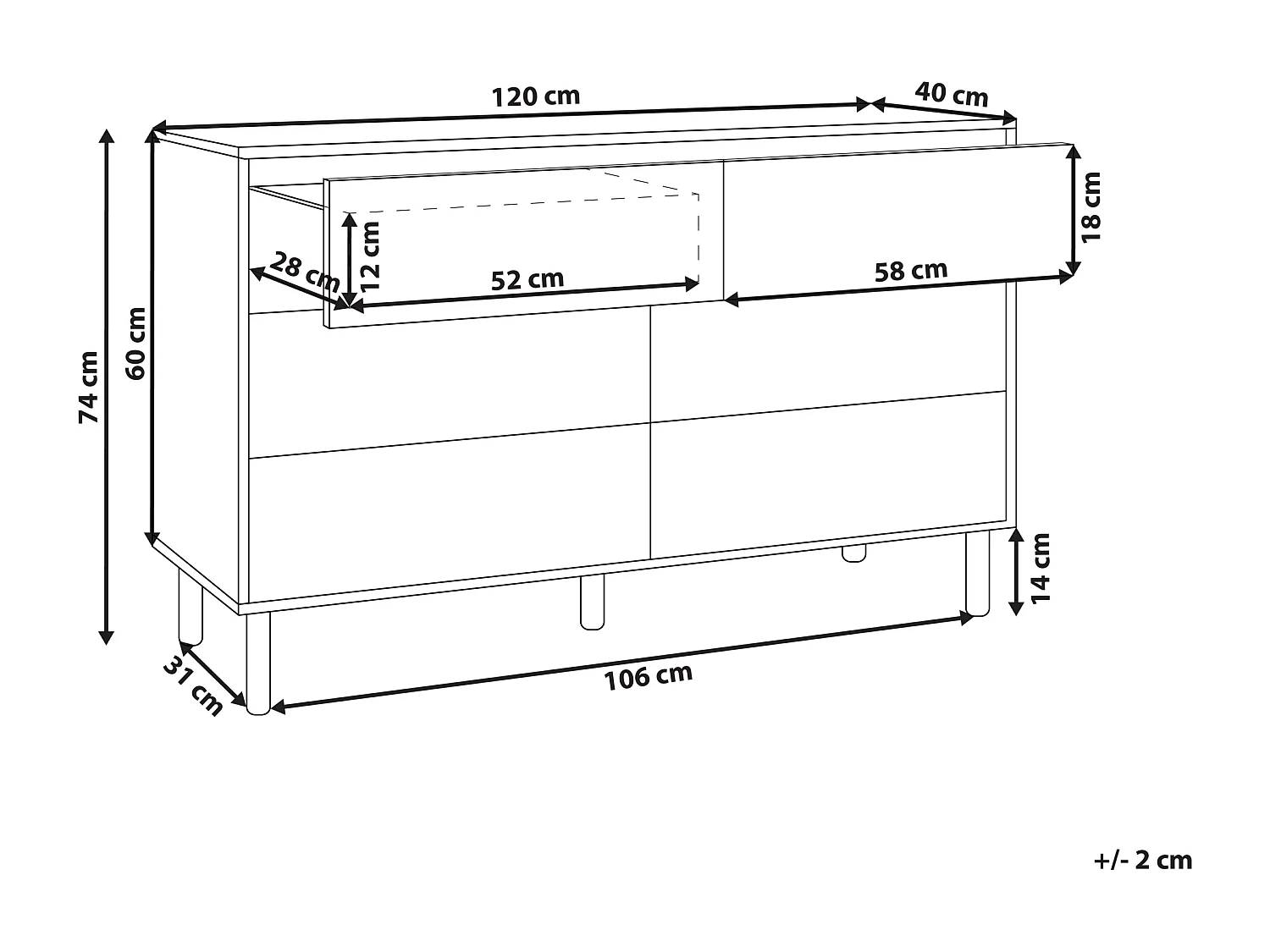 Ladekast 6 lades SHARPE Lichtbruin