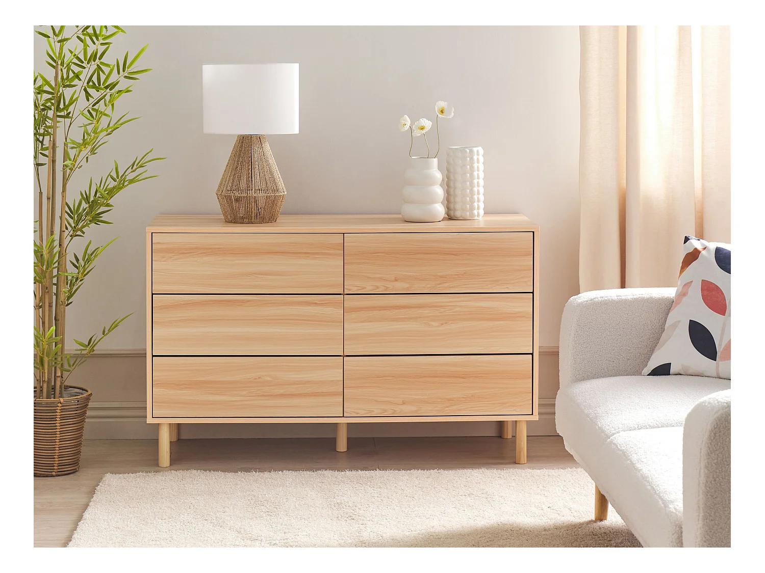 Commode à 6 tiroirs SHARPE Marron clair