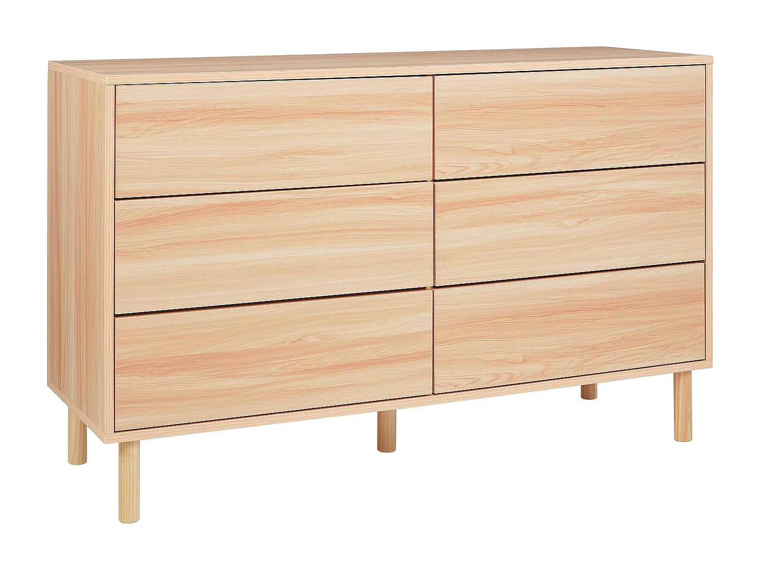 Cómoda 6 gavetas SHARPE Castanho claro