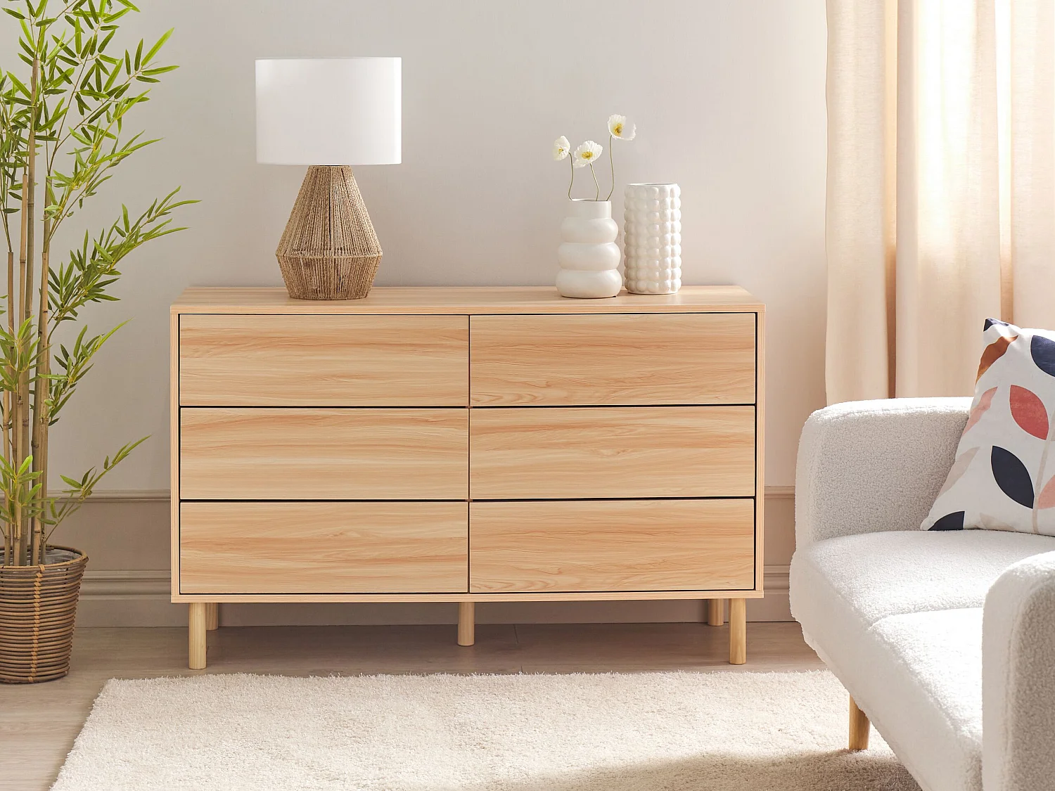 Commode à 6 tiroirs SHARPE Marron clair