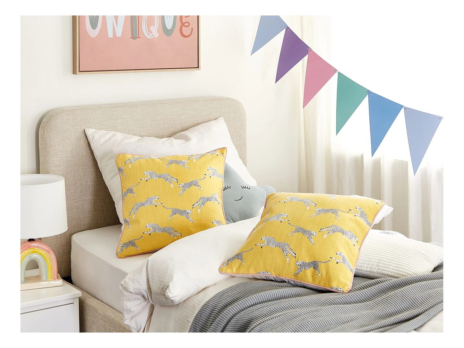 Dekokissen 2er Set ARALES Baumwolle 45 x 45 cm Gelb Tiermuster