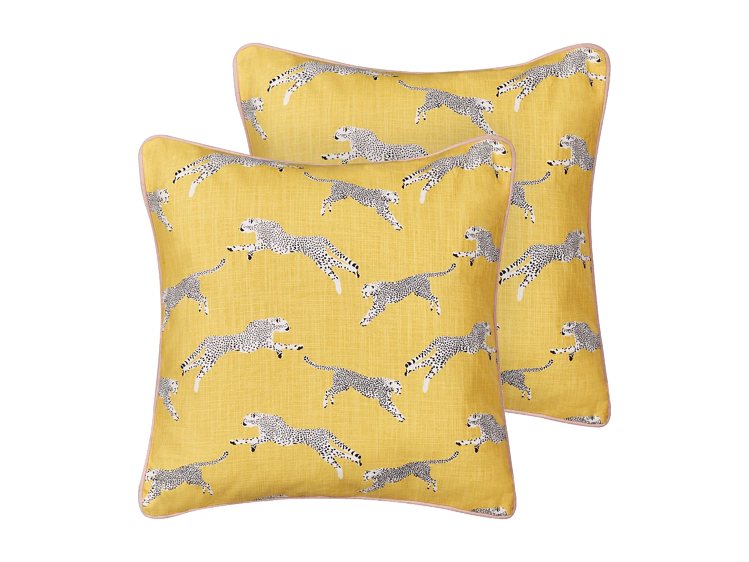 Set van 2 decoratieve kussens ARALES Katoen 45 x 45 cm Geel Dierenprint