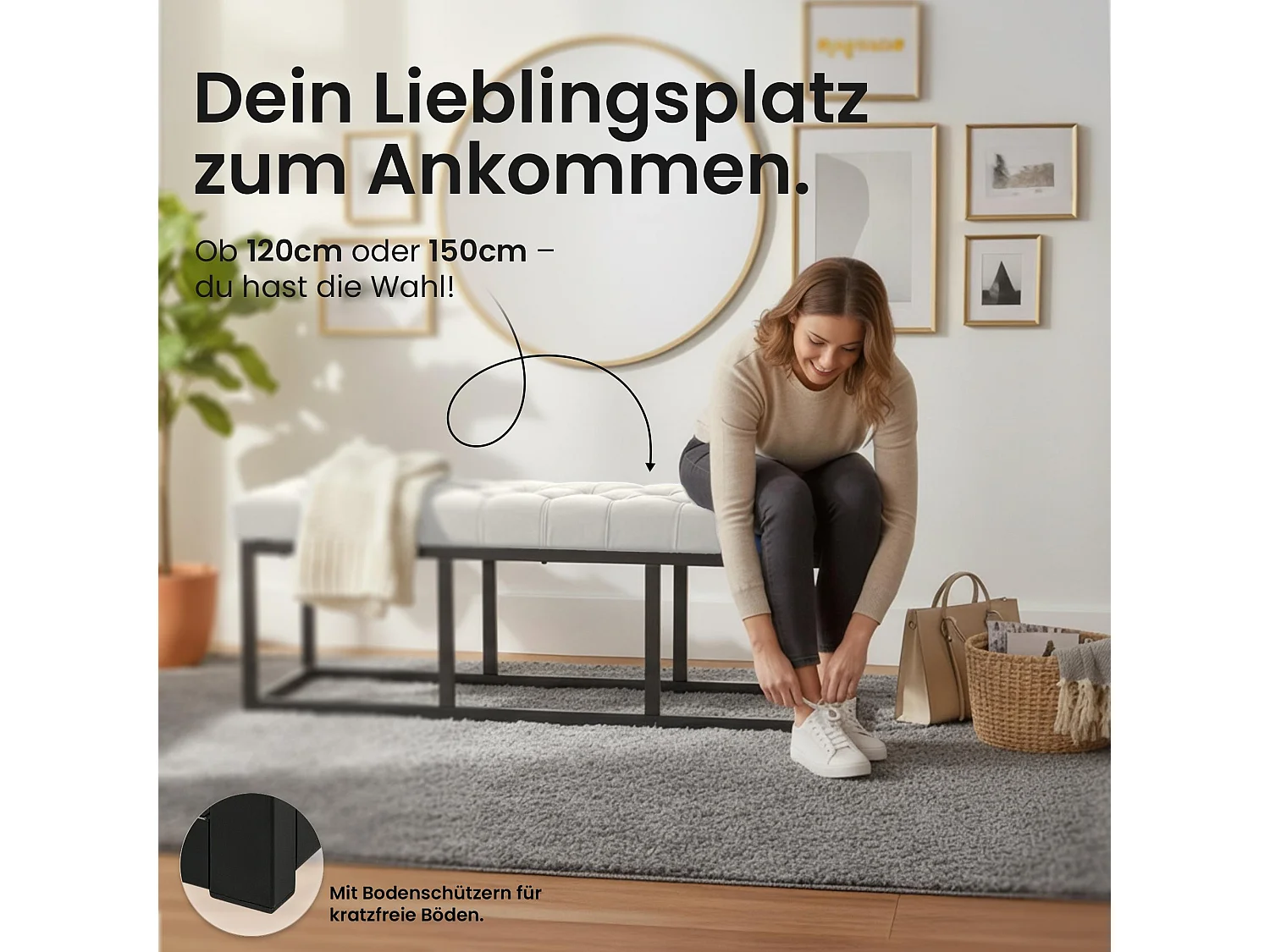 Sedile a panchina - Velluto - crema - Polson