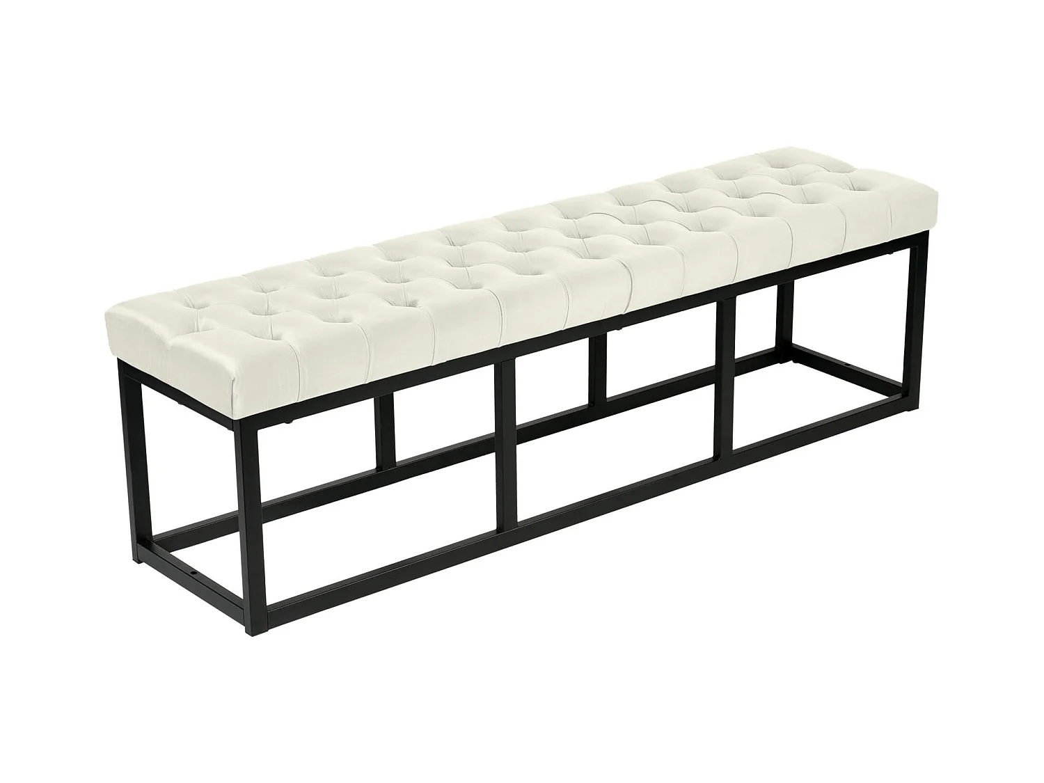 Banquette - Velours & Métal noir mat - Crème - Polson