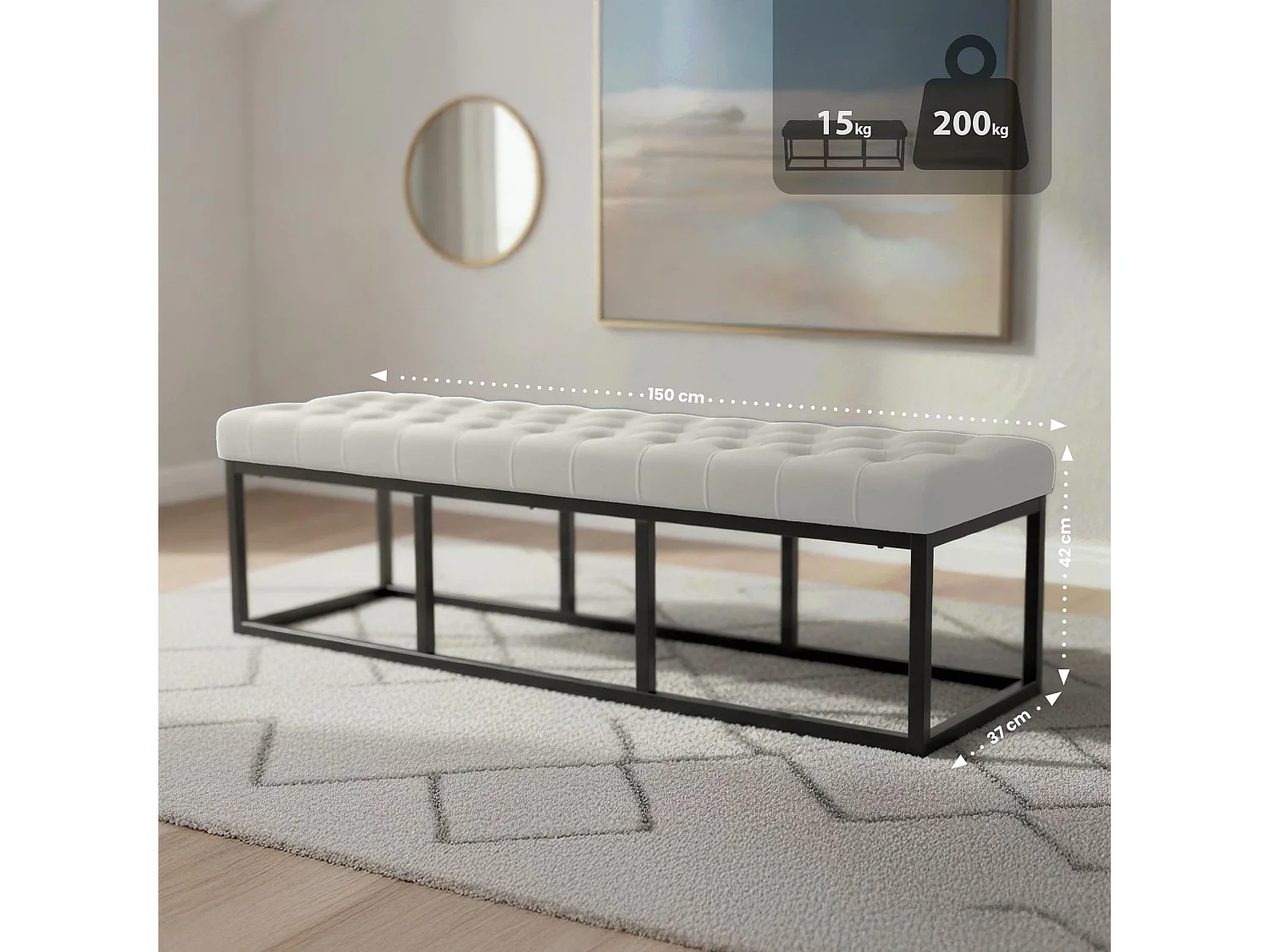 Banquette - Velours - Crème - Polson