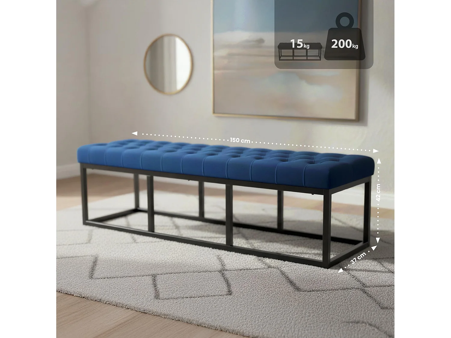 Banquette - Velours - Bleu - Polson