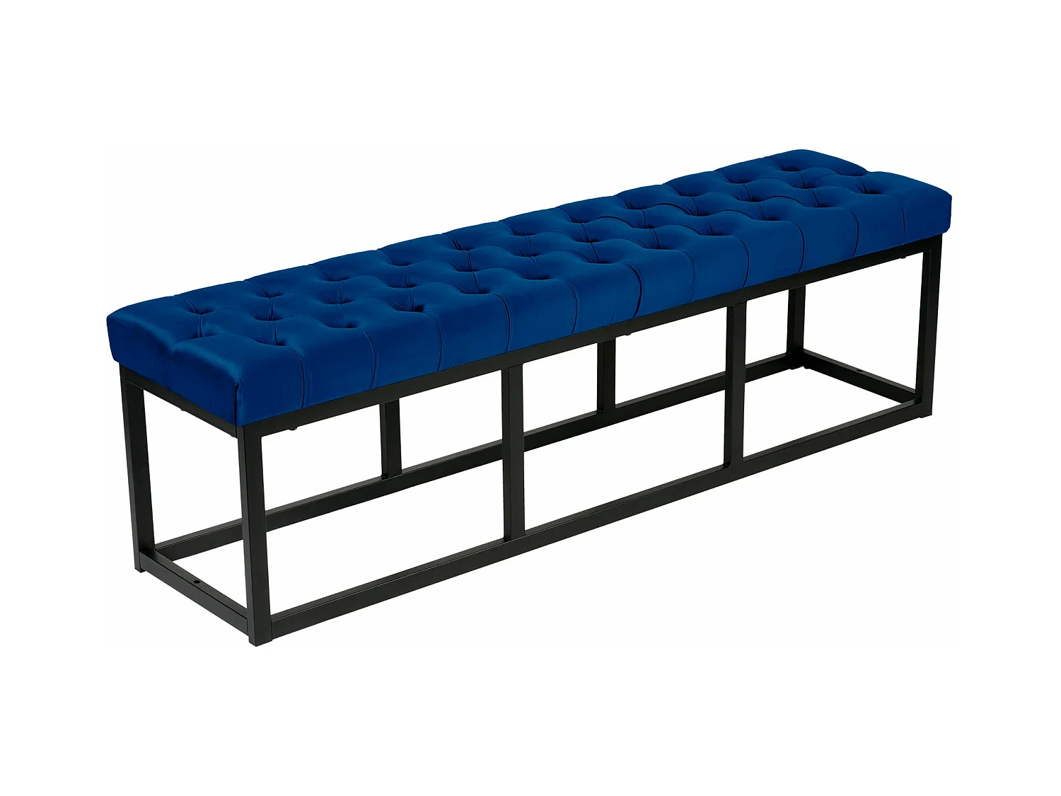 Banquette - Velours & Métal noir mat - Bleu - Polson