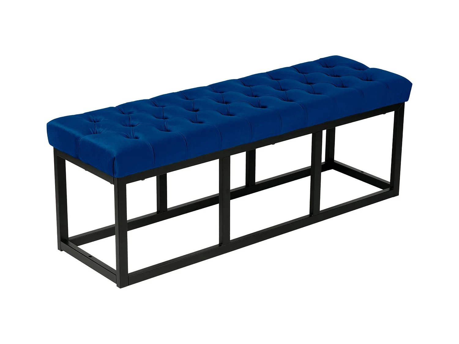 Banquette - Velours & Métal noir mat - Bleu - Polson