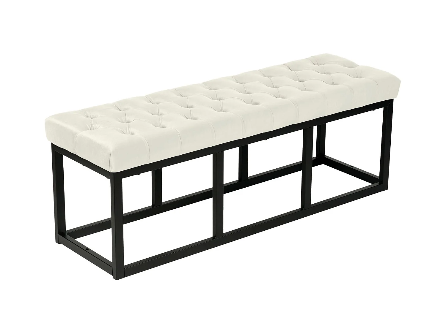 Banquette - Velours & Métal noir mat - Crème - Polson