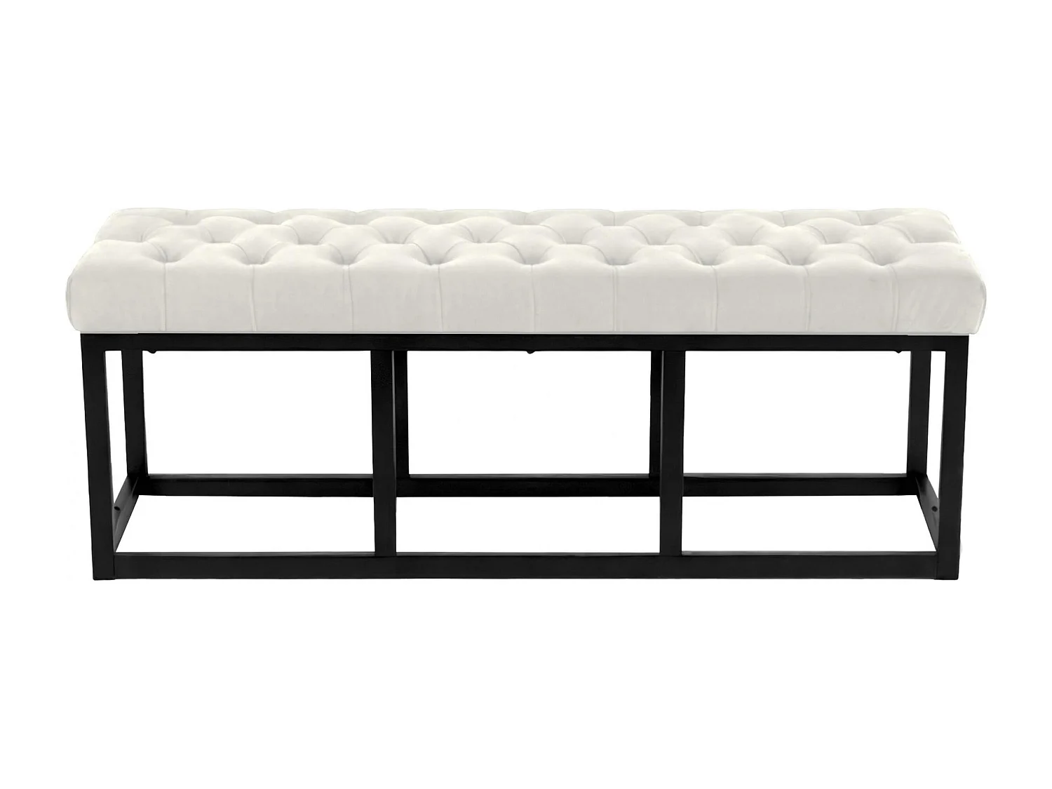 Banquette - Velours & Métal noir mat - Crème - Polson