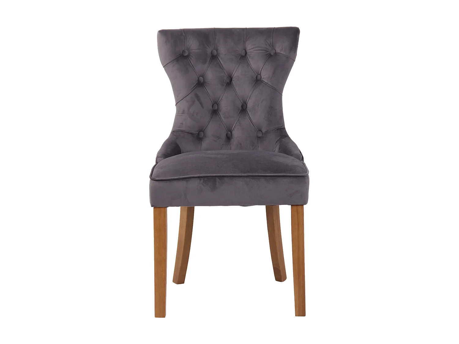 chaise salle à manger - Velours & Antique clair - Gris foncé - Franca