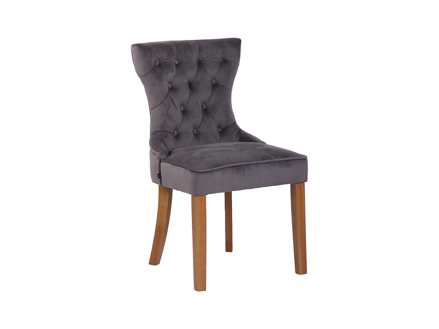 chaise salle à manger - Velours & Antique clair - Gris foncé - Franca