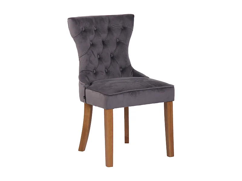 chaise salle à manger - Velours & Antique clair - Gris foncé - Franca