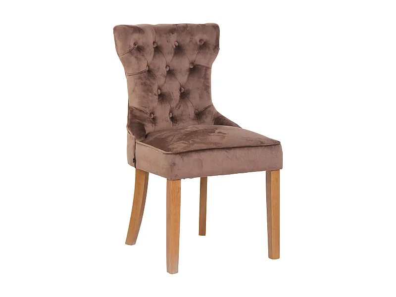 chaise salle à manger - Velours & Antique clair - Marron - Franca