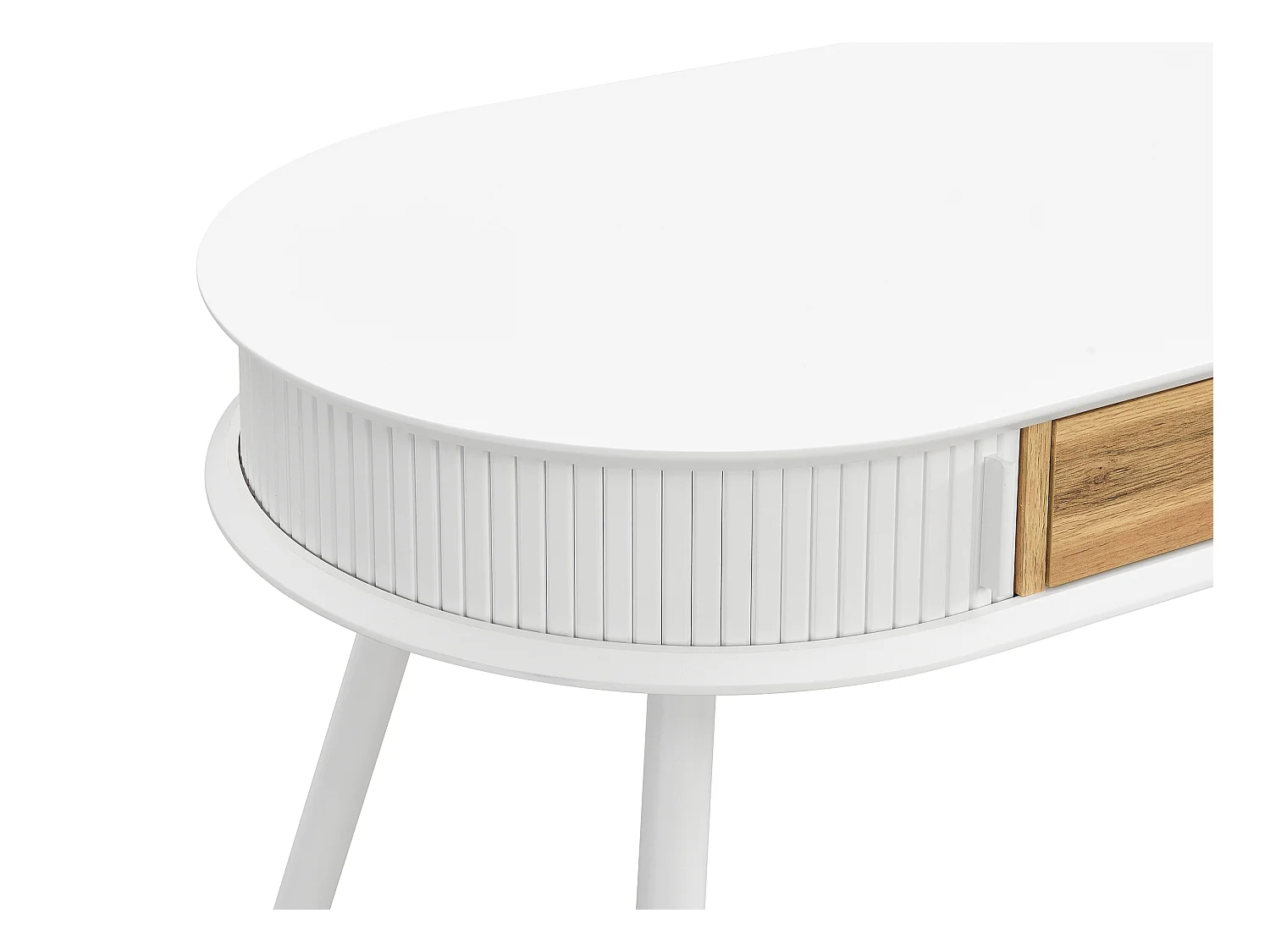 Escritorio con 1 cajón y 2 puertas correderas - Color: Blanco y natural - VELURANI