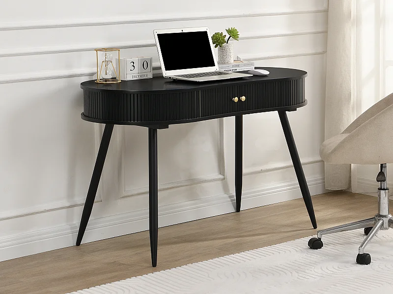 Bureau avec 2 portes coulissantes en MDF - Noir - SEVATO